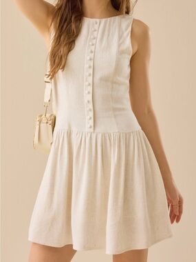 Altar'd State Cream Button-Front Sleeveless Mini Dress